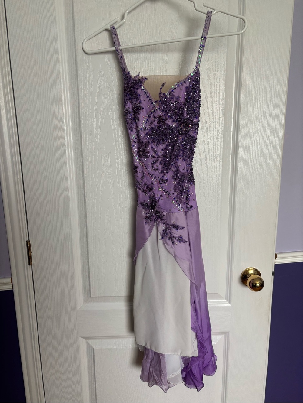 Lavender and White Figure Skating or Dance Waltz Dress